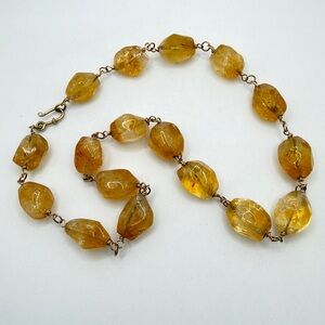 ~19.75" Gold over Sterling Silver necklace with all CITRINE chunk beads!